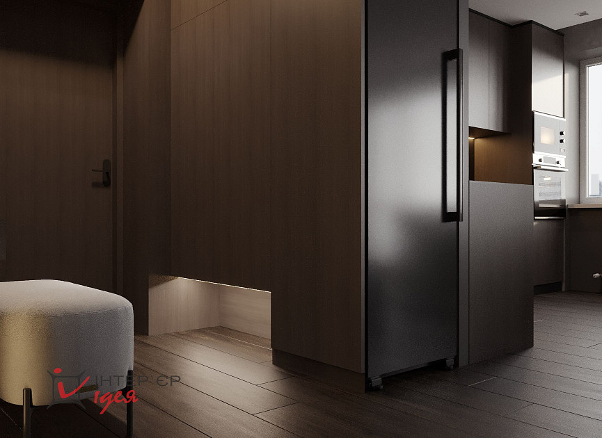 Кухня-студія в темних кольорах