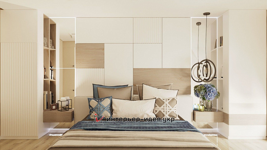 Спальня в мінімалістичному стилі з додаванням декору