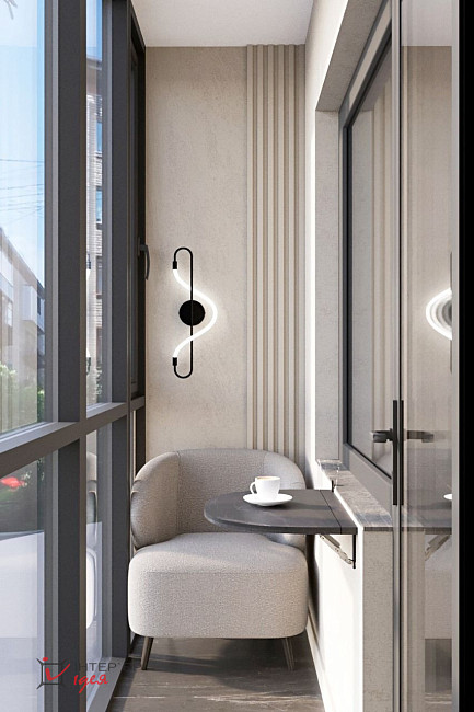 Контрастна кухня-вітальня в стилі контемпорарі