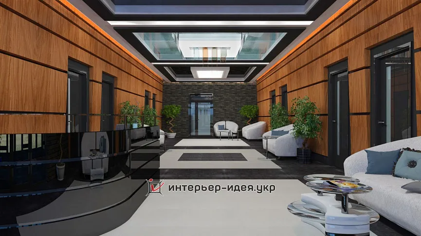 Дизайн холу готелю в сучасному стилі