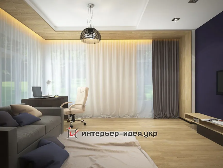 Дизайн гостьової в шоколадно-фіолетовому кольорі